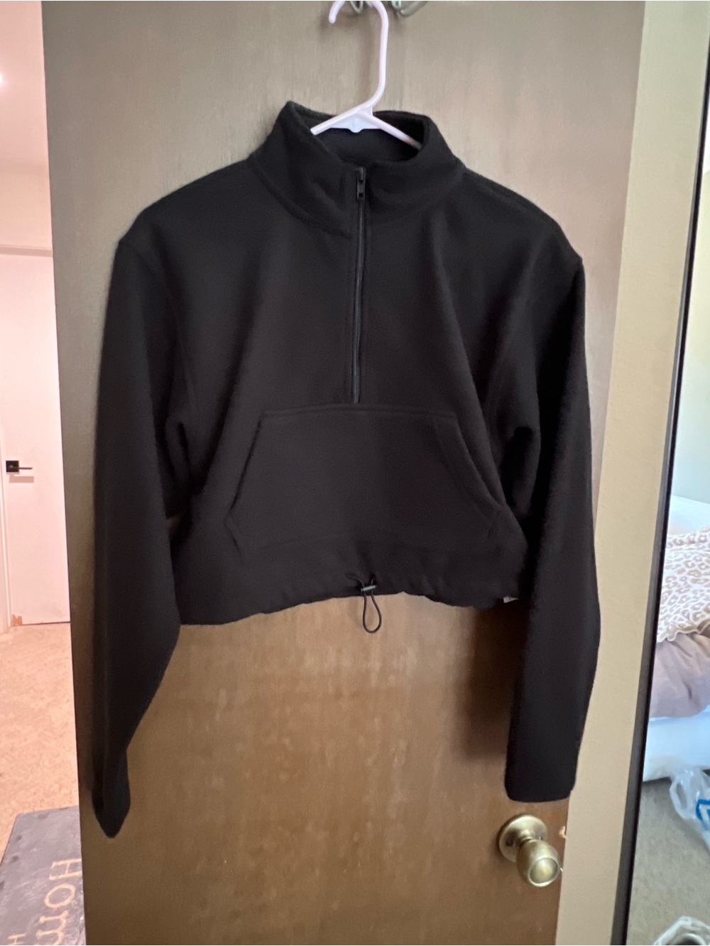 Forever 21 Cropped Black Half-Zip Pullover